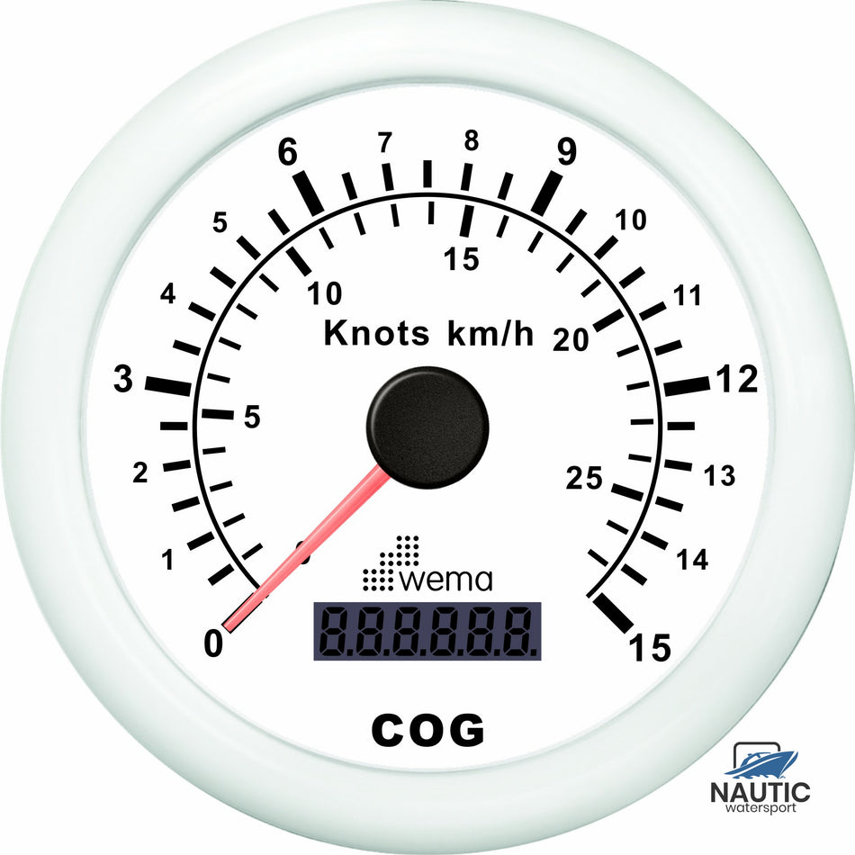 GPS-Tachometer weiß 15kn/27km