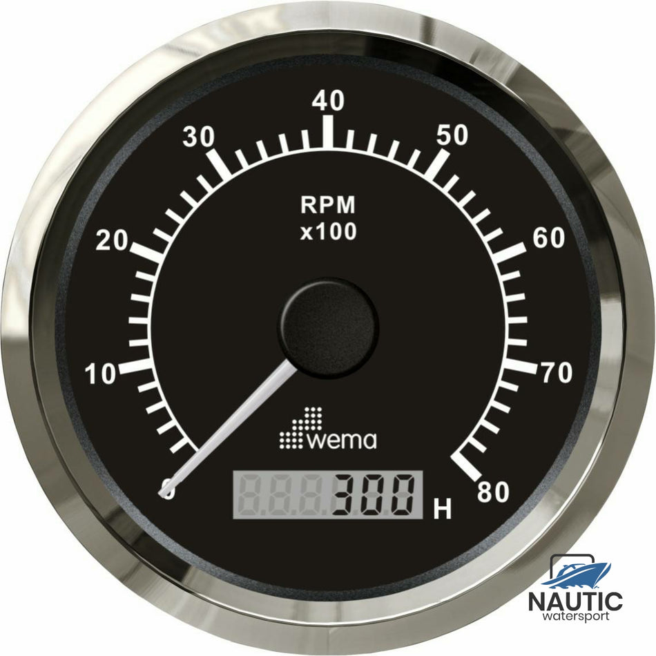 Drehzahlmesser der Silver-Serie 8000/U, schwarz