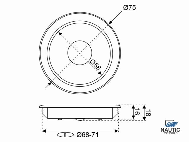 Talamex Led inbouw plafonniere 75mm 10-15V 2700k