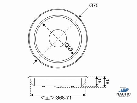 Talamex Led inbouw plafonniere 75mm 10-15V 2700k