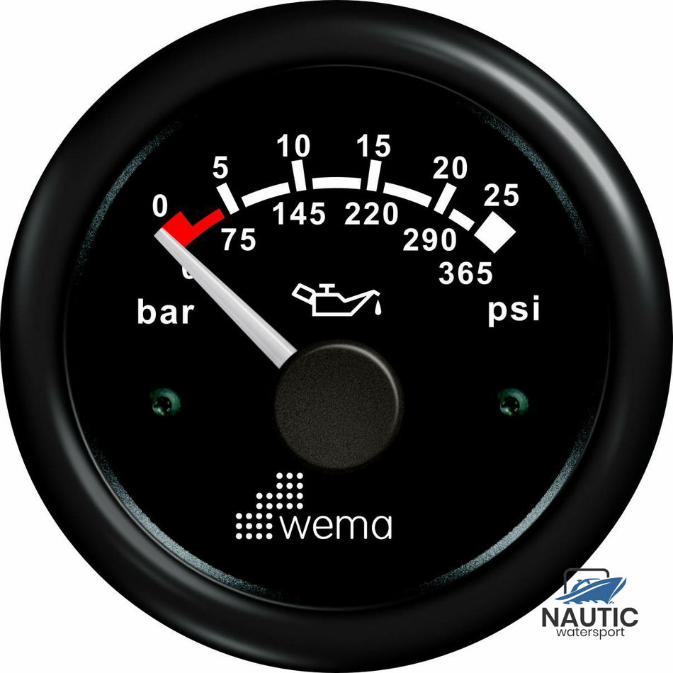 Öldruckanzeige schwarz 365 psi/25 bar