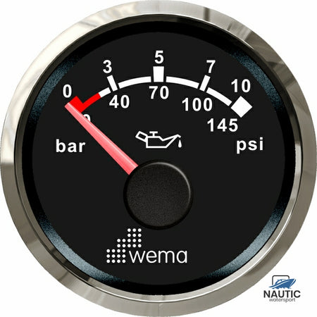 Wema Silver serie oliedruk 10 bar meter NMEA2000 zwart