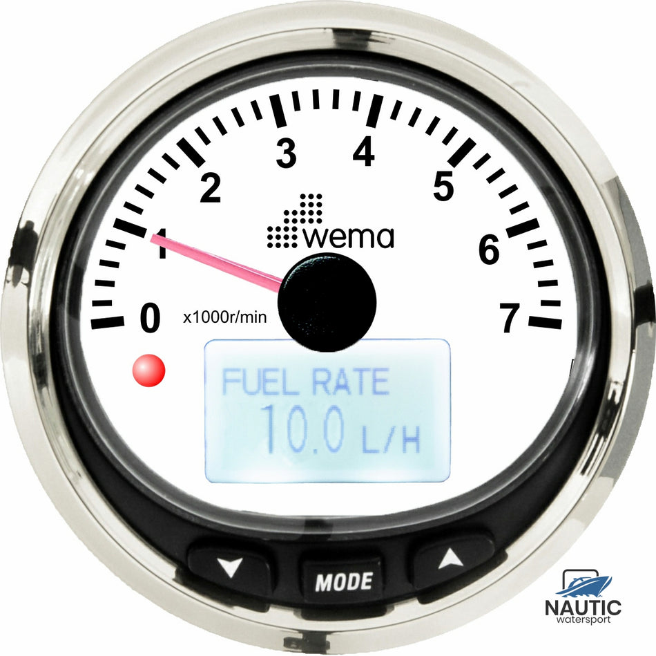 Drehzahlmesser der Silver-Serie, 7000 U/min, NMEA2000, weiß