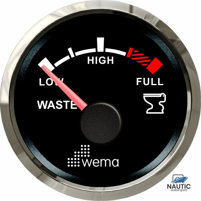 Wema Silver serie vuilwater tankmeter NMEA2000 zwart