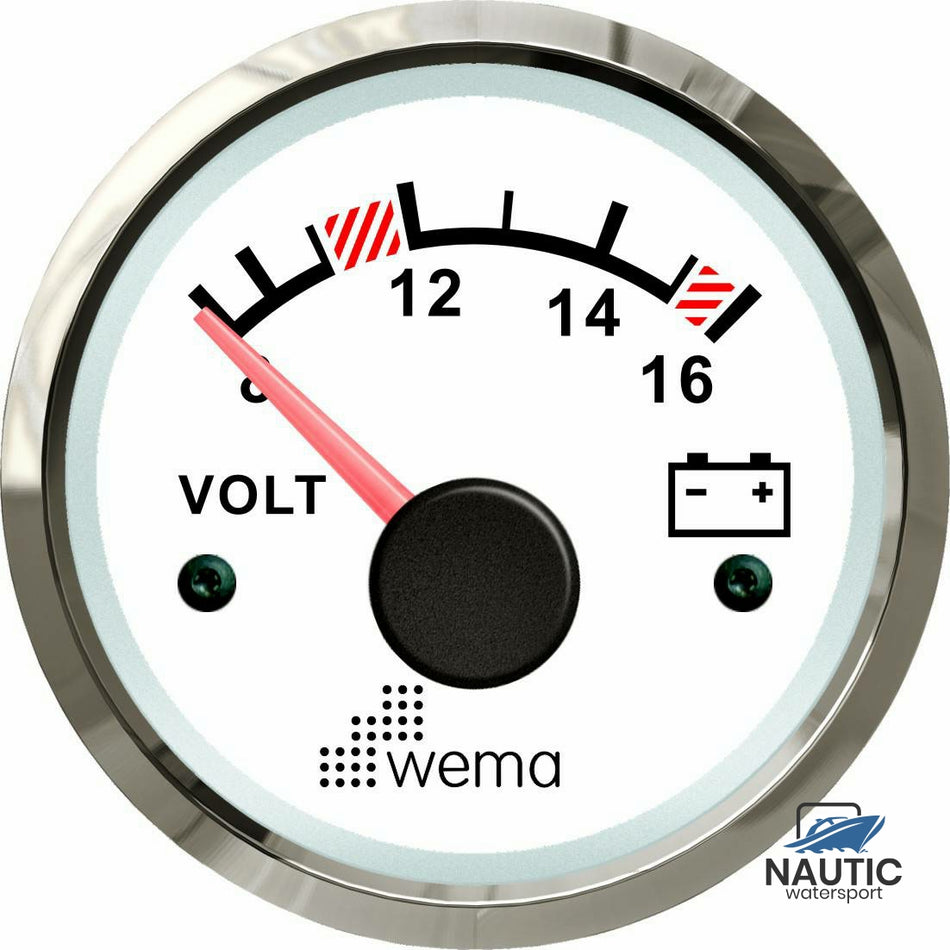 Voltmeter der Silber-Serie 12V weiß