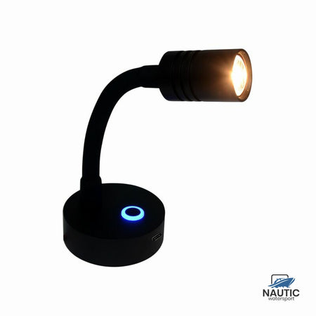 Talamex Led wandlamp Apollo 10-30V zwart dimbaar met USB-C snellader