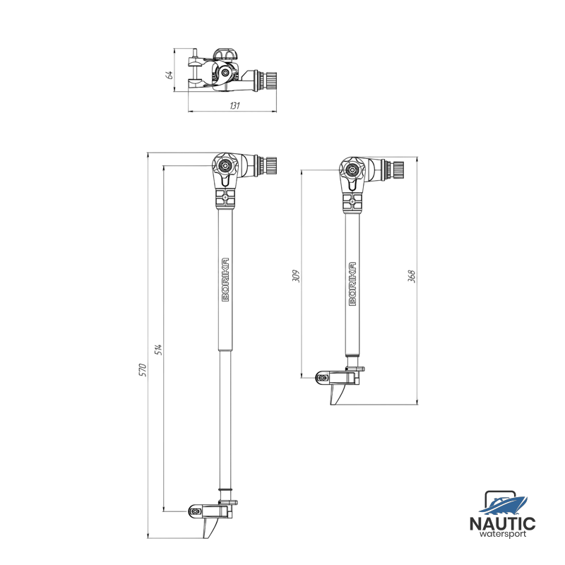 Borika telescopische transducer steun voor spiegelmontage