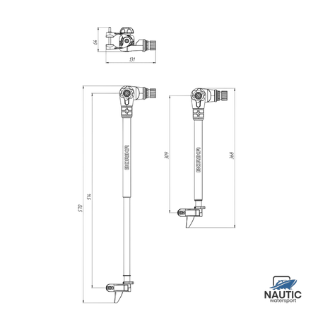 Borika telescopische transducer steun voor spiegelmontage