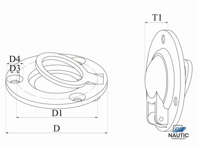 Luikring rvs flush Ø 50mm