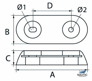 Talamex Romp anode aluminium v-type 15 0.45kg 150x60x25mm