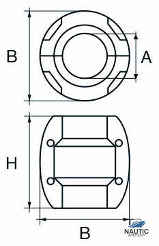Schroefas anode aluminium bol 22mm