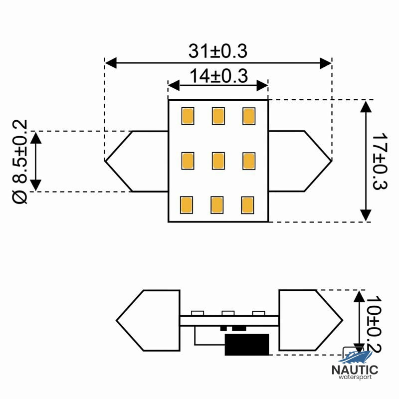 Talamex Ledlamp led9 festoon 10-30V 31mm 2700k