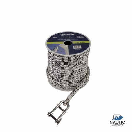 Talamex Vallijn met valsluiting wit/zwart 8mm 30m