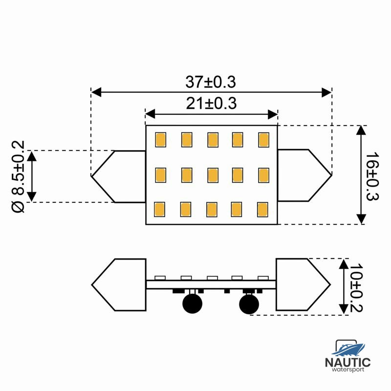 Talamex Ledlamp led15 festoon 10-30V 37mm 2700k