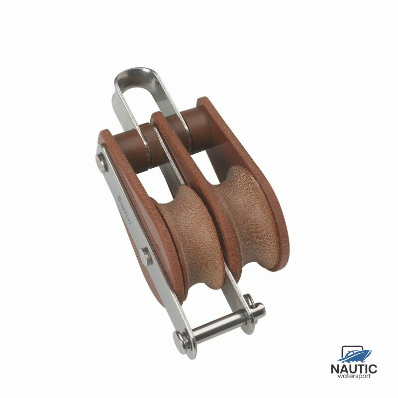 Blok tufnol met beugel en hondsvot 2-schijfs 45mm voor lijn 13mm