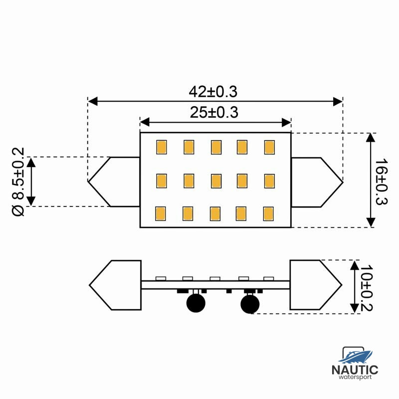 Talamex Ledlamp led15 festoon 10-30V 42mm 2700k