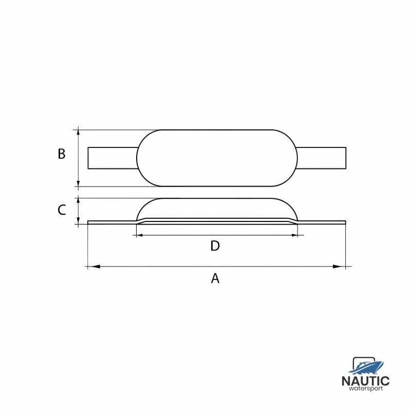 Talamex Romp anode zink met strip 1.80kg 180x65x30mm