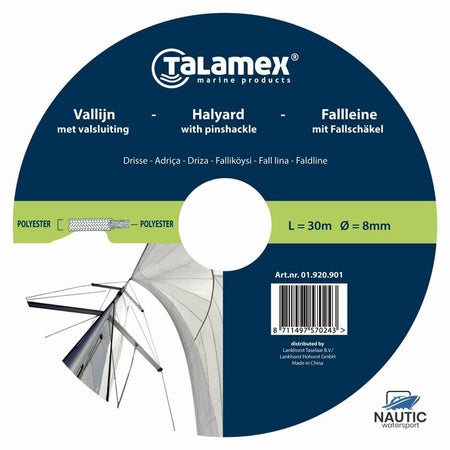 Talamex Vallijn met valsluiting wit/zwart 10mm 33m