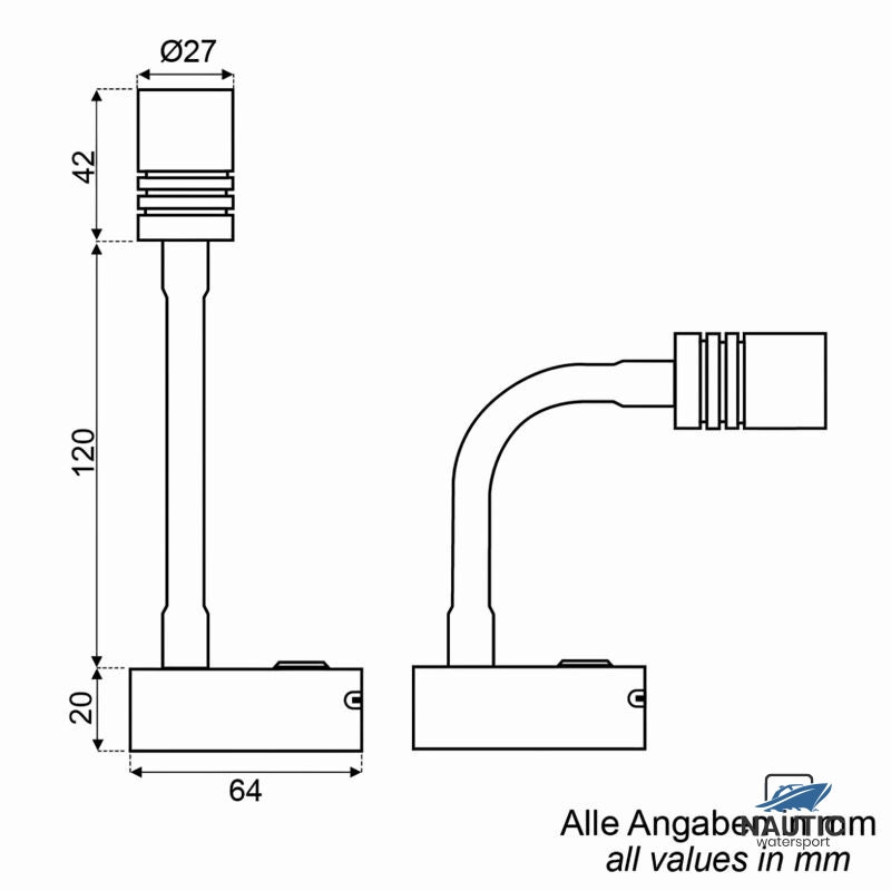 Talamex Led wandlamp Apollo 10-30V zwart dimbaar met USB-C snellader