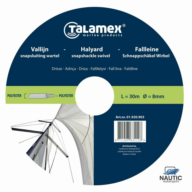 Talamex Vallijn met snapsluiting wit/rood 10mm 33m