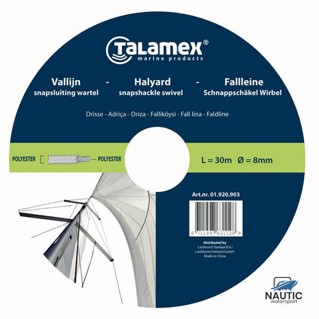 Talamex Vallijn met snapsluiting wit/rood 12mm 36m
