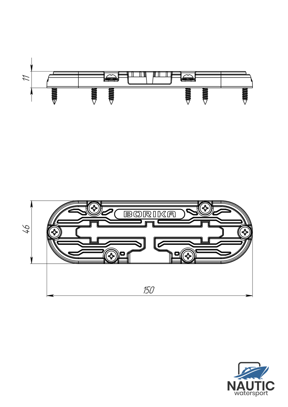 Borika track voor t-bolt montage 150mm