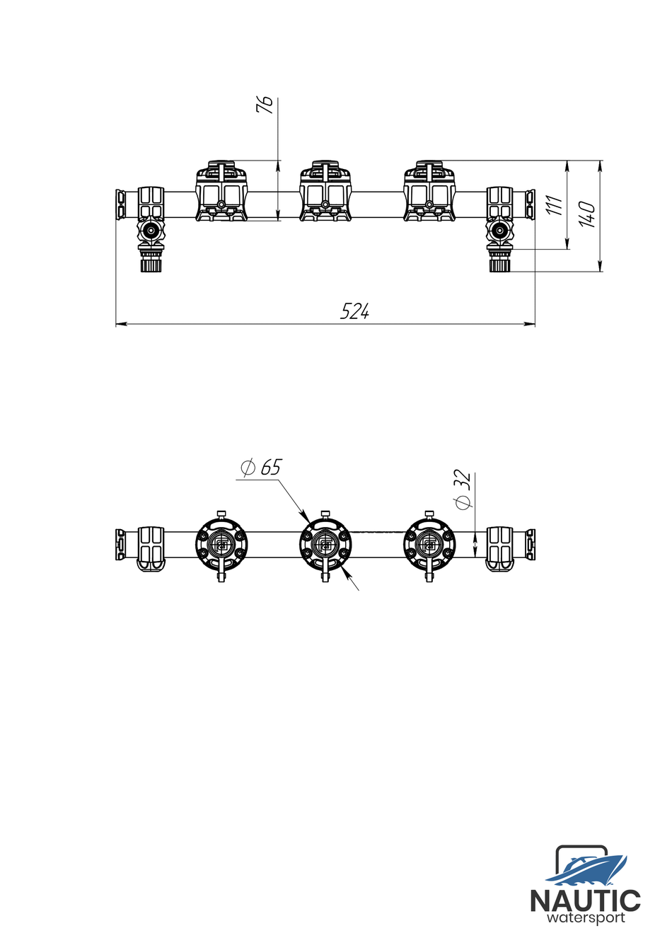 Borika ronde rail met 3 montage voeten 500mm