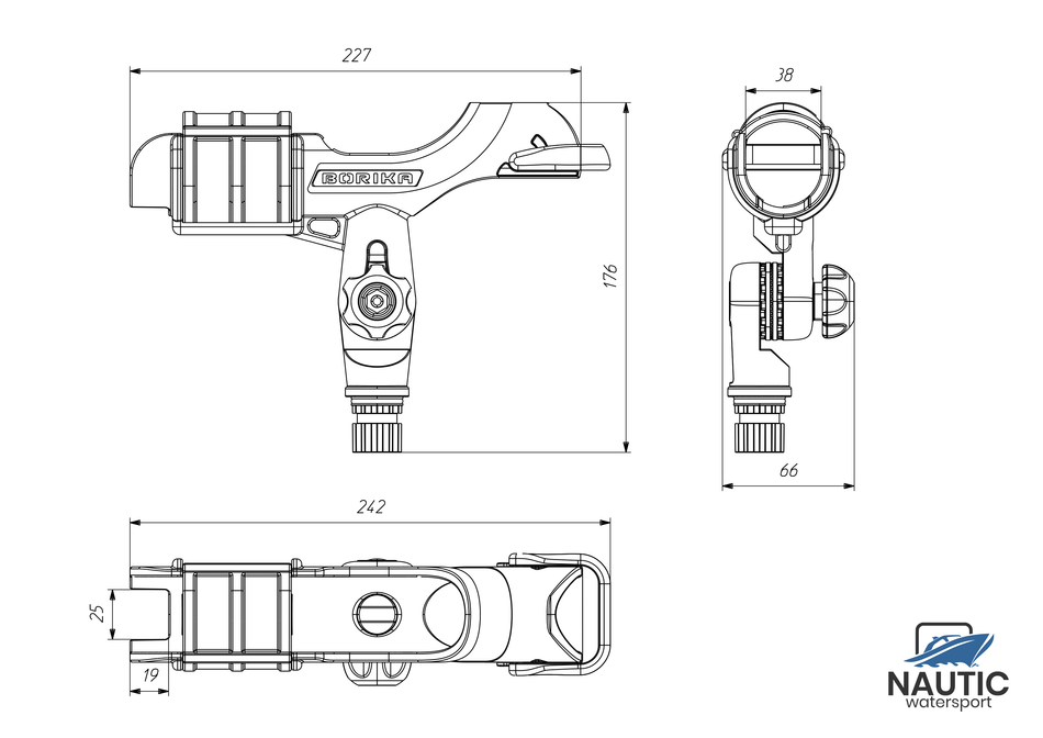 Borika Angelrutenhalter schwarz