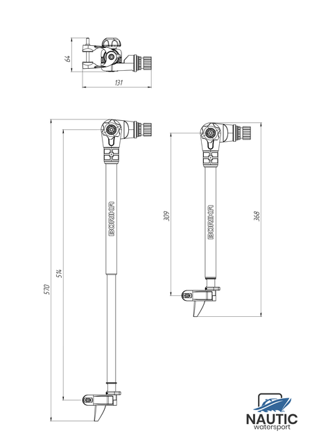 Borika telescopische transducer steun voor spiegelmontage