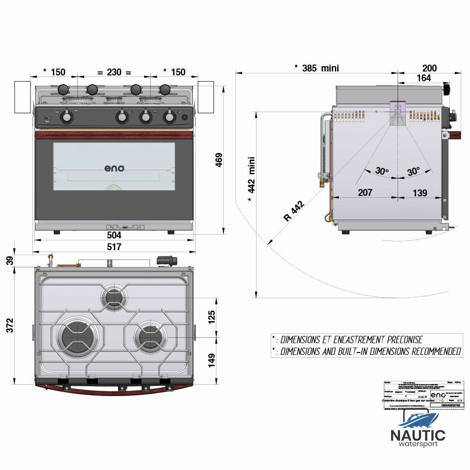 Eno 3-pits kooktoestel met oven Allure