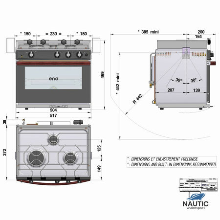 Eno 3-pits kooktoestel met oven Allure