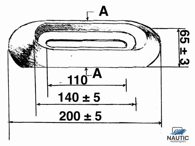 Zink-Rumpfanode zum Aufschrauben, 1,20 kg, 200 x 65 x 35 mm