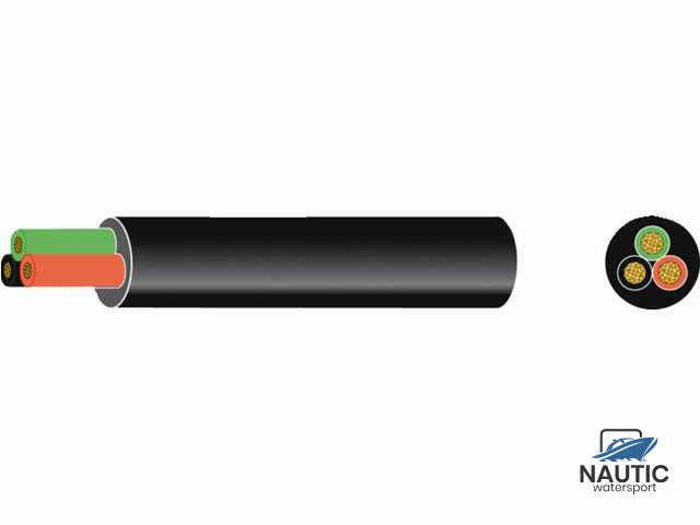 Automarine Ronde pvc kabel zwart 3x1.50mm² rood/zwart/groen