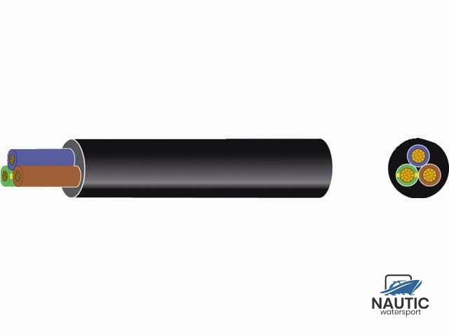 Talamex Rubber kabel zwart 3x1.5mm² blauw/bruin/groen-geel