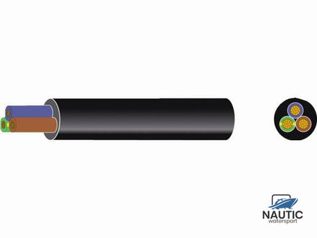 Talamex Rubber kabel zwart 3x1.5mm² blauw/bruin/groen-geel