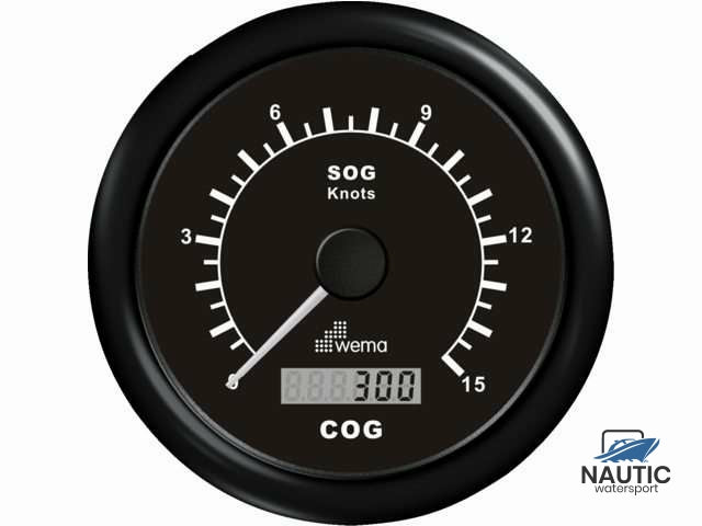 Wema GPS speedometer 0-15 kn zwart incl. antenne