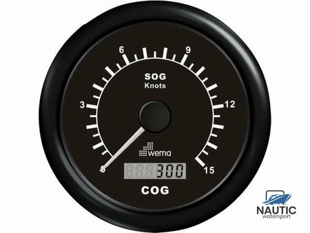 Wema GPS speedometer 0-15 kn zwart incl. antenne