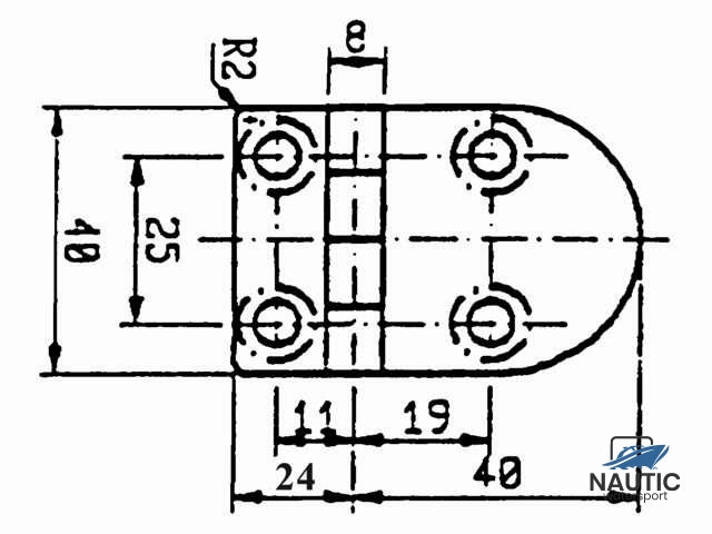 Talamex Scharnier rvs 57x40mm 90°