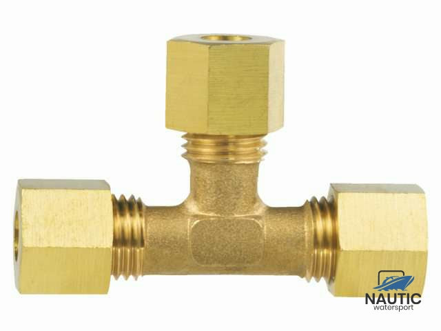 T-stuk messing koppeling 8mm knel x 8mm knel