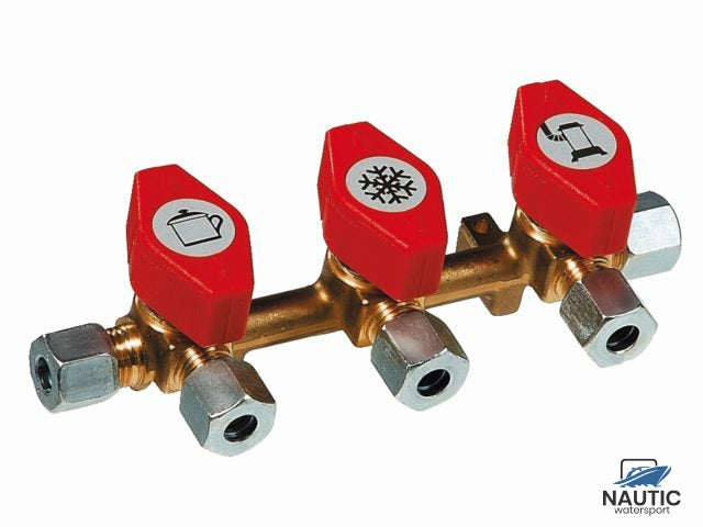 Gaskraan dubbel met 8mm knel x 8mm knel