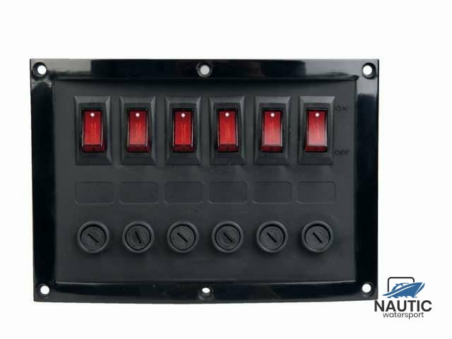Horizontal switch panel 6 fuses black