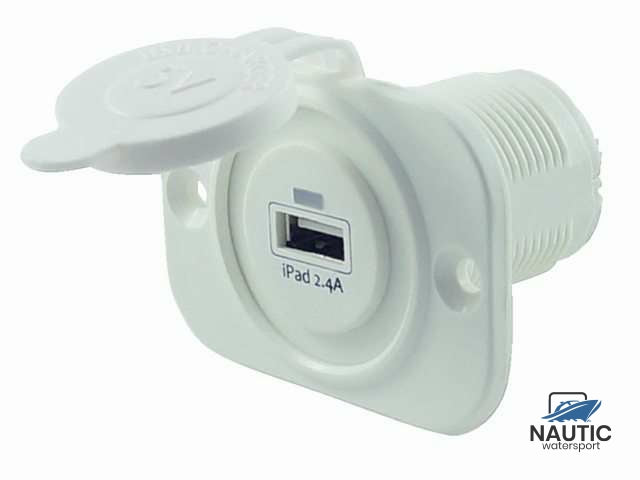 USB stopcontact enkel 2.4A wit met flush frame