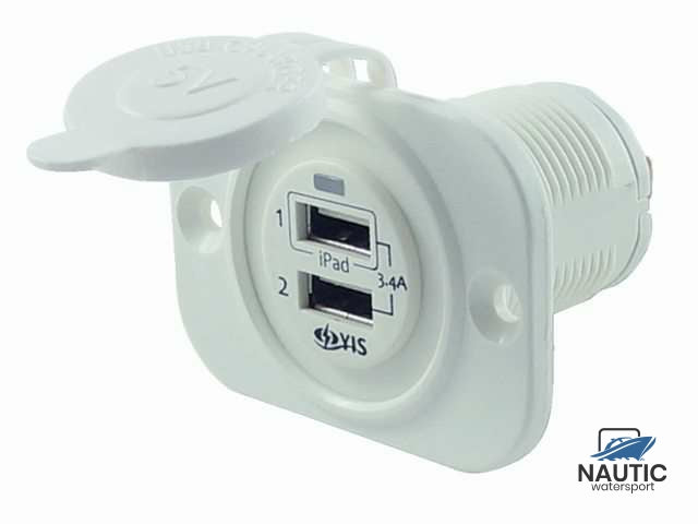 USB stopcontact dubbel 4.8A wit met flush frame