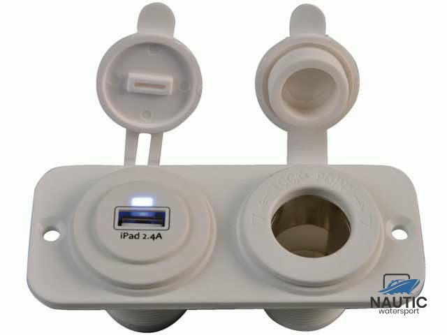 Talamex Dubbel flush frame wit met USB 2.4A en 12V stopcontact