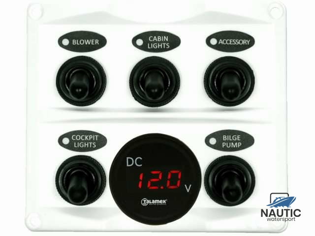 Talamex Schakelpaneel wit met voltmeter 12/24V