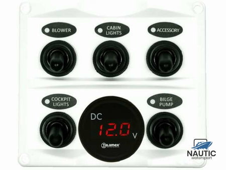 Talamex Schakelpaneel wit met voltmeter 12/24V