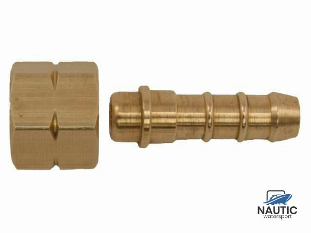 Wartel messing koppeling  ¼ l bi x 8mm slangpilaar