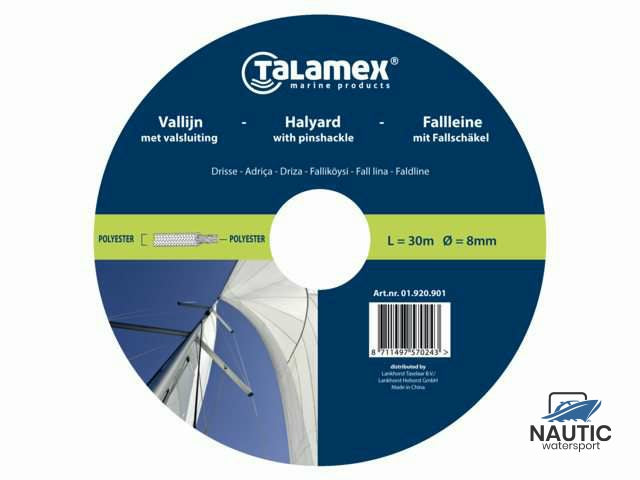 Talamex Vallijn met valsluiting wit/blauw 10mm 33m
