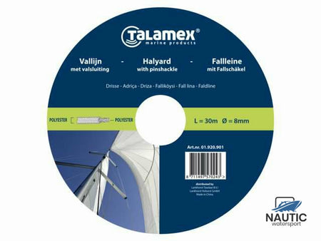 Talamex Vallijn met valsluiting wit/blauw 10mm 33m