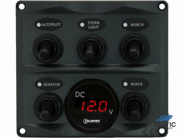 Talamex Schakelpaneel antraciet met voltmeter 12/24V